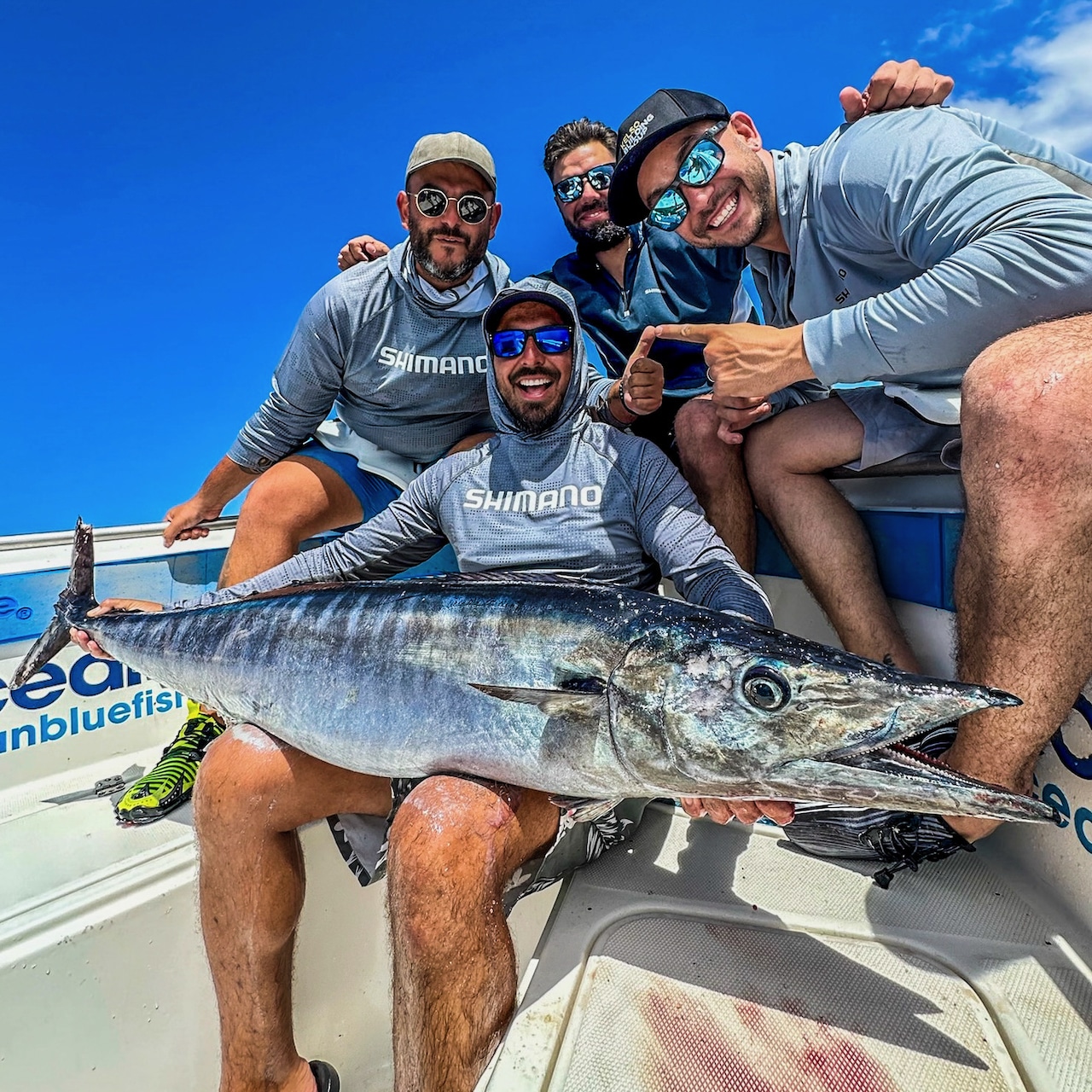 Angler catching his first wahoo.