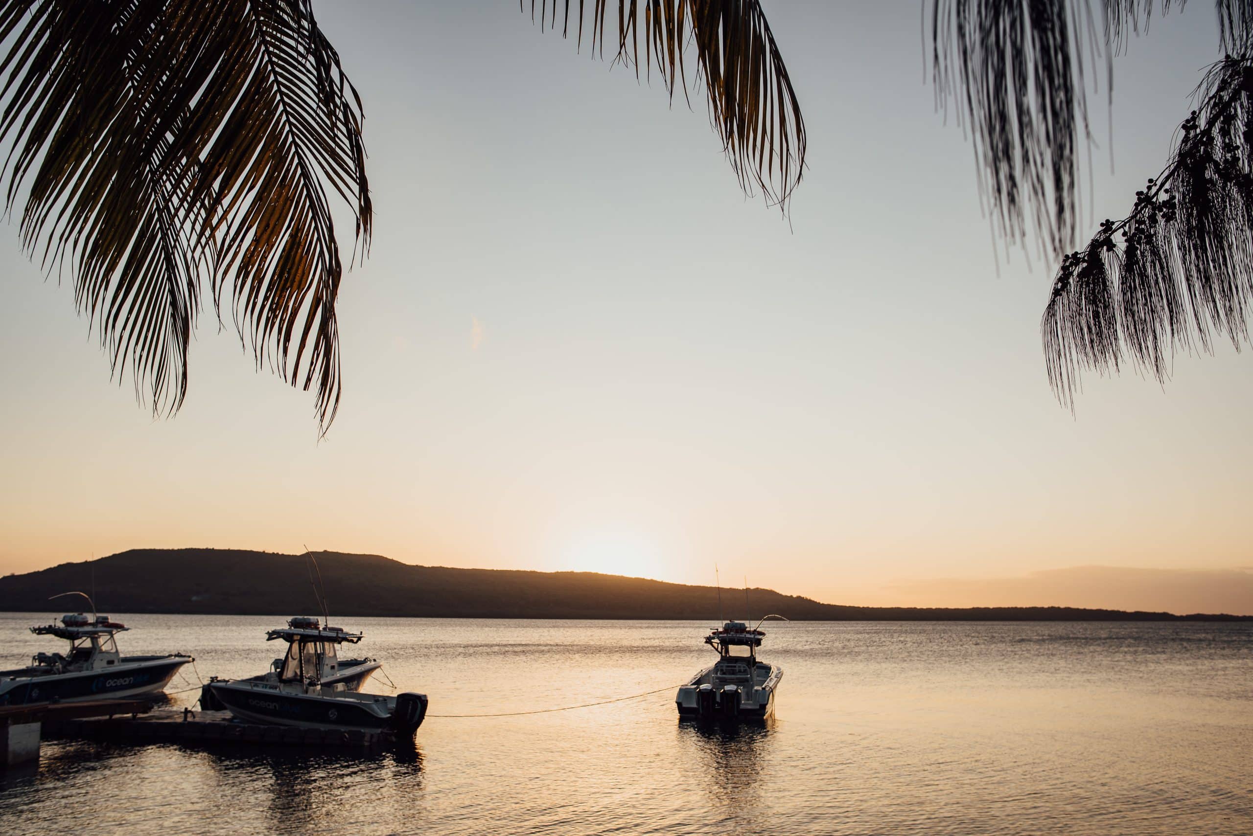 Golden hour lighting during a fishing trip in Vanuatu.