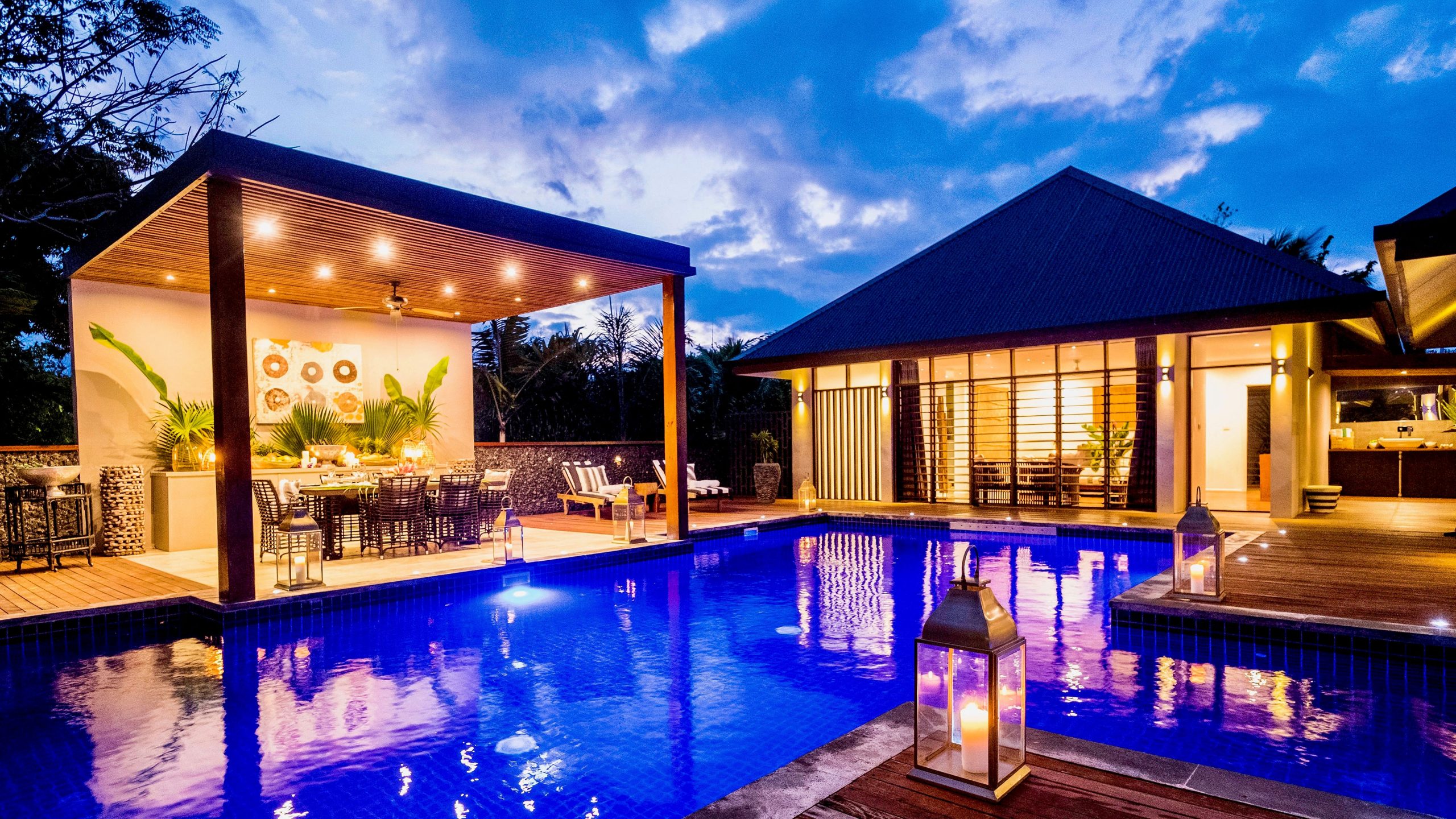 Luxurious Pool Suites at Trees and Fishes Private Retreat surrounded by tropical gardens.