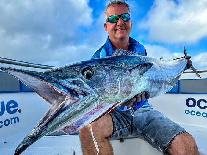 A Monster Wahoo Onboard the Ocean Blue Boat