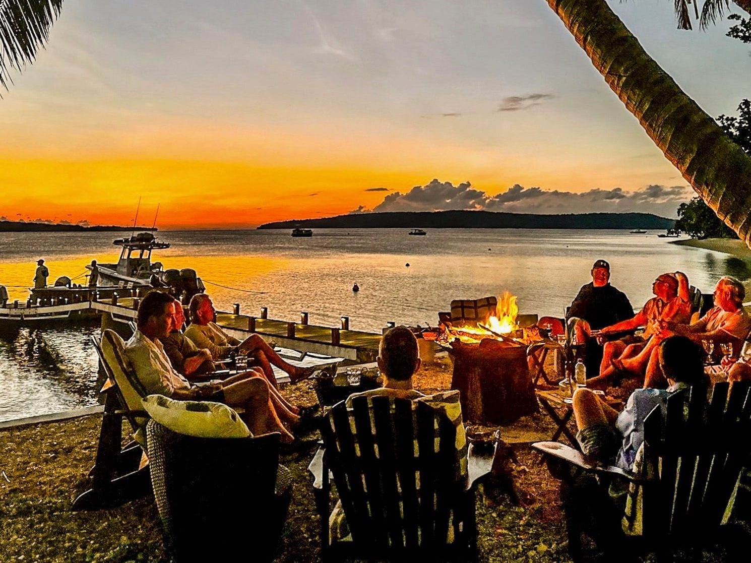 Stories by the fire after a big day on the water. 